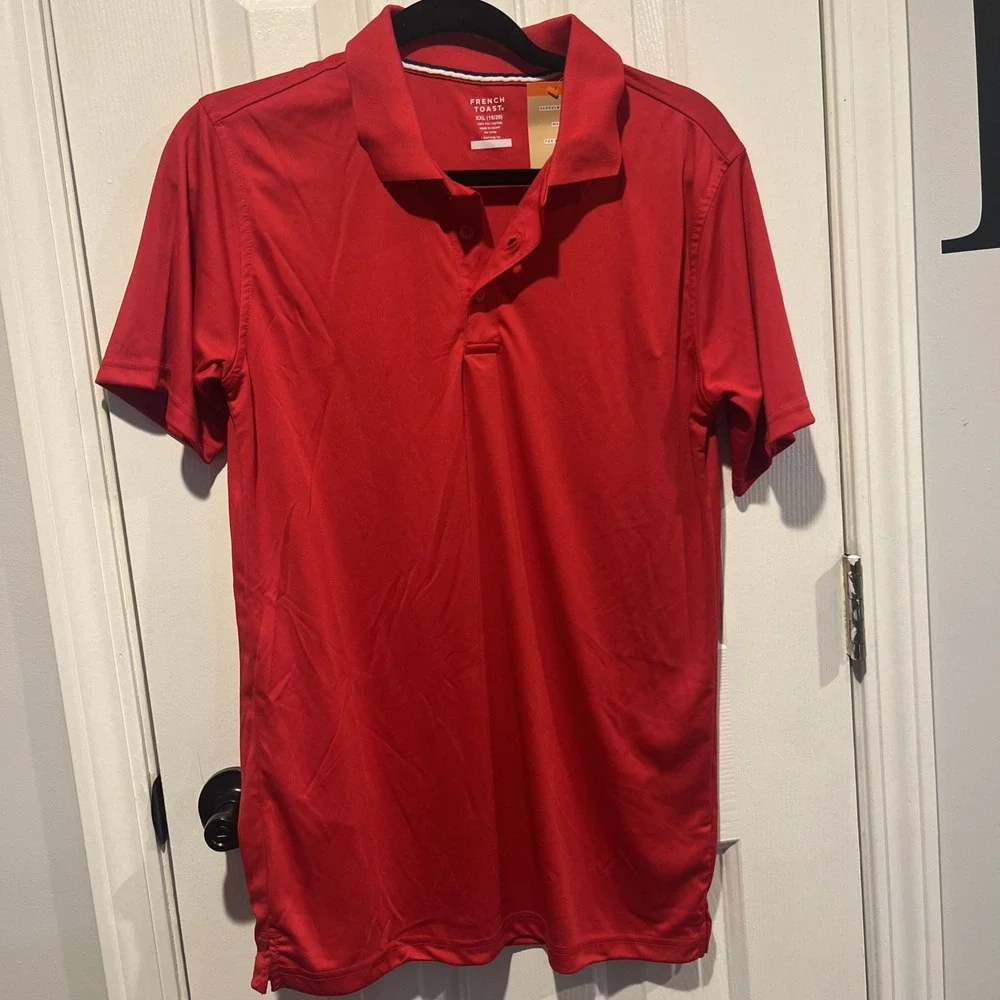 French Toast Polo Short Unisex XXL (18/20) Red Uniform Button Pique Polo‎